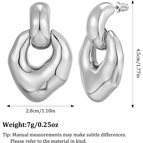 Women's Silver Irregular Statement Retro Hoop Dangle Earrings Multiple Style - Picture 4 of 6